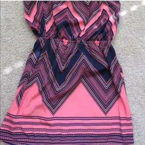 Express Aztec Strapless Dress pink / navy blue